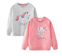 ACMEDE Sweatshirt Fille Pull Enfant Arcs-en-Ciel à Paillettes 2-7 Ans, Lot de 2 Sweat Licorne Fille Coton Hauts à Manches Longues Col Rond Pullover à imprimé T-Shirt à superposer