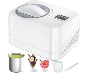 Acmeenjoy Sorbetière Electrique avec Compresseur 1 L, Sans Précongélation | Sorbetiere Turbine a Glace Silence, avec Gradué/Spatule, pour Fait de Crème Glacée, Gelato, Seau à Glace Amovible Aluminium