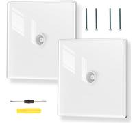 Acmerota 2 Prises murales pour antenne TV,Plaque Murale pour Prise coaxiale TV FM,Plaque,raccord pour Connexion d'antenne FM,Blanc,Panneau en Verre