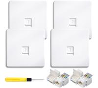 Acmerota 4 pièces prise RJ45 Ethernet façade Cat6 prise à port unique plaque murale pour câble Ethernet CAT5 CAT6e CAT6 prise réseau avec module de connecteur réseau sans outil