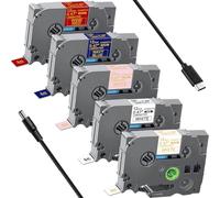 Acmerota Compatible Tissus Ruban pour Brother TZe-R231 TZe-R234 TZe-RE34 TZe-RN34 TZe-RW34 12mm 0.47'' rubans de satin pour Brother Ptouch PT-D210 PTH110 E110 PT-H200 1005 PTD400AD, pack de 5