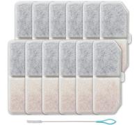 Acmerota Filtre de fontaine d'eau de remplacement pour chat, paquet de 12, pour Nestling 3L fontaine d'eau automatique pour animaux de compagnie, distributeur d'eau pour chat, avec brosse propre