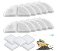 Acmerota Filtre de rechange pour TOMXCUTE P9 fontaine à eau sans fil pour chat, lot de 10 filtres pour fontaine à eau pour chat compatibles avec fontaine à eau sans fil 3 L avec brosse de nettoyage
