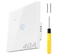Acmerota Minuterie intelligente pour thermoplongeur, blanche, 40 A, Wi-Fi, interrupteur mural tactile intelligent pour chaudière, minuteries pour thermoplongeurs, compatible avec Alexa et Google Home