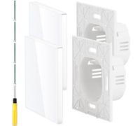 Acmerota Plaque d'obturation simple Plaque d'obturation électrique simple Plaque en verre trempé pour prises électriques Décoration avec vis (Blanc, 86mm x 86mm, 30mm de profondeur)