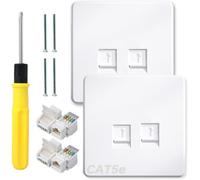 Acmerota Prise RJ45 Ethernet Prise murale Ethernet CAT5 Prise RJ45 double sortie de données, double port Plaque murale réseau pour réseau CAT5 avec module de câblage sans outil