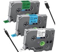 Acmerota Tze-325 Ruban d'étiquette Remplacement pour Brother Tze325 TZ-325 9mm * 8m, ruban laminé blanc sur noir Pour Brother p-touch PT 1010 H105 H100LB D600 2400 D400 E100 D2100 H110,3 pièces