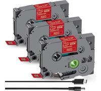 Acmerota Tze-RW34 Ruban d'étiquettes en ruban satiné compatible pour Brother TZe-RW34 12 mm 0,47'' 4M Rubans dorés sur vin rouge pour Brother Ptouch PT-D210 PTH110 E110 PT-H200 1005, paquet de 3