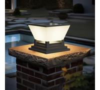 ACMHNC Borne Éclairage Extérieur Solaire - Lampe de Pilier Extérieur - IP65 Étanche - Lampadaire Solaire - 3000/4000/6000k - 3000mAh Autonomie 10~16H - Potelet Eclairage Pour Chemin/Terrasse/Patio/Por