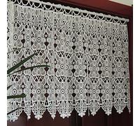 ACMHNC Cantonnière au Crochet à Fleurs Rideau de Cuisine Chic Brodées à la Main Rideau de Bistro de Style Campagnard Rideau Court de Décoration Vintage Romantique,Blanc,250cm x 50cm /98"*20"
