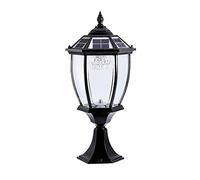 ACMHNC Lampadaire De Jardin Solaire Vintage LED Lampes De Jardin Extérieur En Look Antique Classique, Rétro Lampadaire De Patio Aluminium, IP54, 2200 Mah, Lanterne Solaire Pour Allée De Cour,Noir