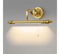 ACMHNC Lampe Miroir Salle de Bain Vintage - IP44 Applique Salle de Bain avec Interrupteur à Tirette, Dorée, Bras Rotatif 240°, 51cm 4000K luminaire pour Maquillage, Tableau, 8W