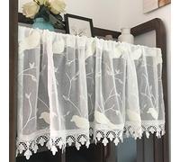 ACMHNC Rideau Court Cuisine Style Maison de Campagne, Rideau Brise-bise Voile Romantique Moderne avec Bord de Dentelle, Demi Rideau pour Café Bistrot, 1 Pièce,Blanc,W x H 150x40cm