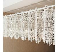 ACMHNC Rideau de Cuisine en Dentelle Crochet Rétro Romantique Rideau Brise-bise Cantonnière de Style Campagnard Petit Rideau Court pour Porte Fenêtre Meuble de Cuisine (White,150cm x 60cm /59"*24")