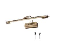 ACMHNC Vintage Lampe De Miroir Salle De Bain Avec Interrupteur Et Prise, LED Applique Salle De Bain Dorée Marron IP44 Lampe Pour Miroir Coiffeuse 4000K Lampe De Maquillage Réglable,48cm/7w