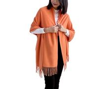 ACNCN Écharpe en cachemire pour femme - Châle pashmina, 300g, écharpe épaisse extra grande en cachemire pour l'hiver, Orange, 200cm*70cm