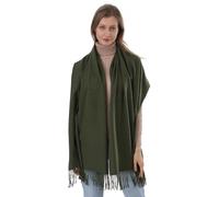ACNCN Écharpe pashmina en cachemire pour femme - 300 g - Extra large - Épais - Pour l'hiver, vert militaire, 200cm*70cm
