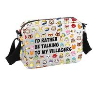 ACNH Gift Sac à bandoulière zippé pour amoureux de jeux vidéo Inscription I'd Rather Be Talking to My Villagers AC Animal Group, My Villagers Hkb Eu