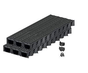 ACO Self® hexaline 2.0 conduit de drainage avec grille en plastique et rutschhemmendem Micro Grip 6 x 1 m avec kit d'accessoires