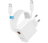 ACOCOBUY 100W Chargeur Rapide et Câble USB C 2m pour Honor 600 400 200 Pro | 2 Ports PD Chargeur Rapide pour Honor Magic 8 7 6 5 Lite/Pro V6 V5 V3 600 Lite 400 200 Smart X6b X6c X8d Pad X9a X8a 9 X9 10