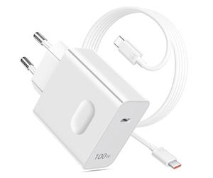 ACOCOBUY 100W Chargeur Rapide pour Honor 600 400 200 Lite Magic 8 7 Pro | USB-C PD Charge Rapide et 6A Câble USB C a C 1m pour Honor Magic 8 7 6 5 Lite V6 X5c X6b X6c X7e X8d X9d 90 70 Pad 10 X9a X8a