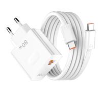 ACOCOBUY 80W Chargeur Rapide et 6A Câble USB C 1m pour Honor 600/400 Lite | 2 Ports PD Chargeur Secteur Charge Rapide pour Honor 200 Smart Magic 8 7 6 Lite V6 V5 V3 X6b X6c X8d 90 70 Pad 10 9 X9a X8a