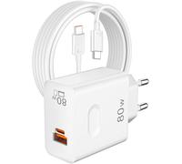 ACOCOBUY 80W Chargeur Rapide et 6A Câble USB C 2m pour Honor 600/400 Lite | 2 Ports PD Chargeur Secteur Charge Rapide pour Honor 200 Smart Magic 8 7 6 Lite V6 V5 V3 X6b X6c X8d 90 70 Pad 10 9 X9a X8a