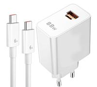 ACOCOBUY 88W Chargeur Rapide & 6A Câble USB C 1m pour Honor Magic 8 Lite/V6 | 2 Port Charge Rapide pour Honor 600 400 200 Lite Smart Magic 8 7 6 Pro V5 V3 X6b X6c X7c X7e X8d X9e Pro 90 70 Pad 10 X9a X8a