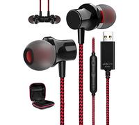 ACOCOBUY Casques USB PC Filaire Casque Jeu Type A Intra-Auriculaire pour PC | USB Ecouteur avec Microphone Anti-Bruit Magnétique Écouteur Gamer pour dell/pour hp Ordinateur Portable pour Bureau Jeux