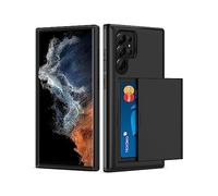 ACOCOBUY Coque pour Samsung Galaxy S22 Ultra Étui Portefeuille Fente pour Carte Crédit Cachée Coque avec Porte-Cartes Antichoc Housse Protection à Double Couche Étui Housse Arrière 6,8 pour homme Noir