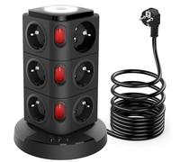 Acodot Multiprise avec Interrupteur, 16 en 1 Bloc Prise Multiprise avec Dispositif de Protection Contre la Foudre Intégré et Interface de Charge Rapide USB C Intelligente Veilleuses Rallonge 3M Câble
