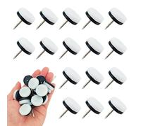 Acoeitl Lot de 16 patins à clous pour meubles - 24 mm de diamètre - Double épaisseur - En nylon blanc - Pour pieds de chaise, pieds de table - Pour moquette et carrelage