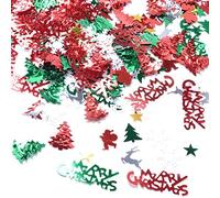 ACOGEDO 100 G de Confettis de Table de Noël Pentagramme Père Noël Joyeux Lettres Pin DIY Accessoires Arbres Verts Pin Rouge Argent Santa Merry Designs Rouge un Sac de Confettis DIY (100g)