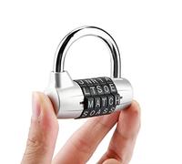 ACOGEDO 5 Prémacture du Code Numérique avec Combinaison de sécurité Réinstable, Corps en Alliage en Zinc, Manille en Acier éteinte pour la Valise de Voyage et le Casier de Gymnase (SILVER)