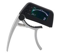 ACOGEDO Accordeur de Capodastre de Guitare en Alliage de Zinc ABS 2 Pouces avec Clamp/Holder avec écran LCD pour Ukulélés Classiques électriques AcoustiquesArgent Non Seulement Capo Profes Accordeur