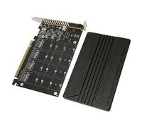 ACOGEDO Adaptateur Quad M.2 NVMe vers PCIe avec Transfert de Données 32 Gbit/s, Conception en Alliage d'aluminium épais, Compatible PCIe 4.0 pour Extension d'ordinateur