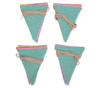 ACOGEDO Banderole Triangulaire Colorée avec 4 Cordes Pré-enfilées, Décoration Extérieure pour Fête D'anniversaire, 48 Pièces