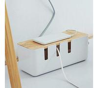 ACOGEDO Boîte de Rangement de Câbles d'alimentation en Bois, Support de Prise de Courant Rectangulaire pour Une Gestion Sûre des Câbles (comme montré)