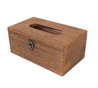 ACOGEDO Boîte de Tissus en Bois Vintage - Étui de Rangement de Serviette Rétro avec Artisanat Exquis, Bois brûlé Paulownia pour la Maison, le Salon et les Magasins de Massage