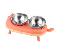 ACOGEDO Bol Double pour Animaux de Compagnie, Bol surélevé en Acier Inoxydable pour Chien et Chat, de Nourriture incliné à 15 Degrés, Double en Acier Inoxydable, Conception du Corps Orange, Be Clean