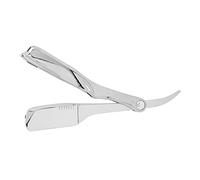 ACOGEDO Coiffeur Professionnel Droit, Rasage à L'ancienne avec Rotation Libre de 270 Degrés et Lisse, pour le Rasage de la Barbe et la Coupe des Sourcils (argent chromé)