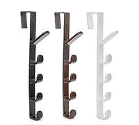 ACOGEDO Crochet de Porte Home 2 Pack Crochet de Porte avec 5 Crochets sur le Support de Cintre pour Sac à Dos H Ag Vêtements Patère pour la Maison (BROWN)