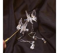 ACOGEDO Élégant 2pcs Glandage de Papillon à Cheveux avec Design Antique pour les Filles - Clamp/Holder Latéral en Métal et Longue Frange Détachable pour les Cheveux (2 pièces d'argent)