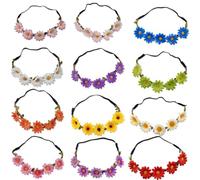 ACOGEDO Ensemble de 12 Bandeaux à Fleurs de Marguerite pour Femmes et Filles, Accessoires de Cheveux d'été pour les Fêtes sur la Plage, les Festivals et les Vêtements