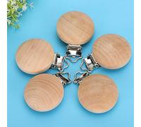 ACOGEDO Ensemble de Clamp/Holder de Tétine pour bébé en Bois Robuste - Porte-avions en Bois de Hêtre écologique pour les Nourrissons de Dentition, 5 Pièces, Produits pour bébé 3 Cm, Conception