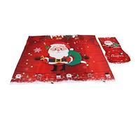 ACOGEDO Ensemble de Housses de Chaise Nappe de Noël pour la Cuisine à la Maison Salle à Manger Décoration Festive Type de Cloche 140x140 Cm pour des Housses en Fibres Bien Faites Spécialement (père