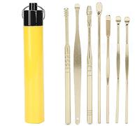 ACOGEDO Ensemble de Nettoyant d'élimination de la Cire d'oreille en Acier Inoxydable avec Spiral et Pick Pick Spoon - Or - Conception Compacte pour Nettoyage de la Caisse 'oreille Tenace et