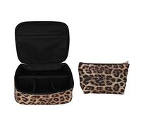 ACOGEDO Ensemble de Sacs de Maquillage à imprimé Léopard Imperméable - Organisateur Cosmétique Multifonction en Cuir PU avec Grande capacité et Conception Portable, 2pcs