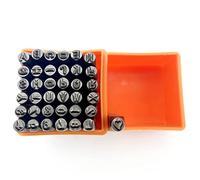 ACOGEDO Ensemble d'outils d'estampage en Acier au Carbone, 37 Pièces, avec 26 Lettres, 9 Chiffres, Cœur et Esperluette, dans une Boîte de Rangement