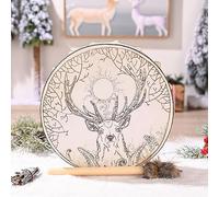 ACOGEDO Grand Tambour Chaman Esprit Musique Tambour à Main avec Pilon Fait à la Main Chaman Décor à la Maison pour les Amoureux Tone] Couleur de Production [Unique [Grand la Mystérieuse Décoration